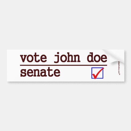 Bumpersticker van de senaat "Stem John Doe" (Voorkant)