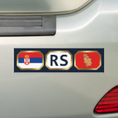 Bumpersticker van de Servische vlaggenkaartcode (Op auto)