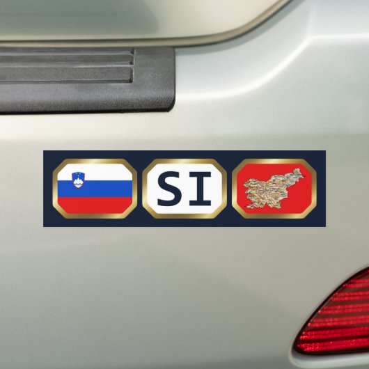 Bumpersticker van de Sloveense vlaggenkaartcode (Op auto)