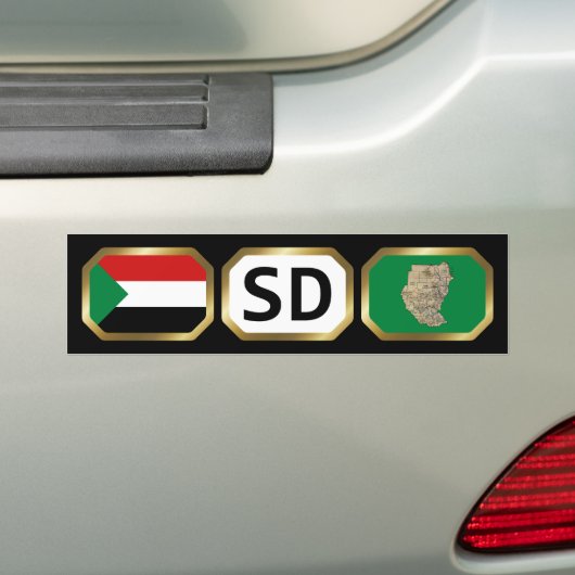 Bumpersticker van de Soedanese vlaggenkaartcode (Op auto)