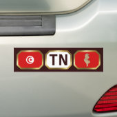 Bumpersticker van de Tunesische vlaggenkaartcode (Op auto)