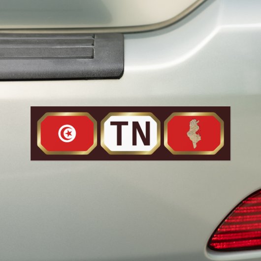 Bumpersticker van de Tunesische vlaggenkaartcode (Op auto)