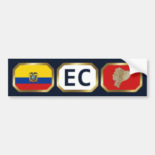 Bumpersticker van de vlaggenkaartcode van Ecuador