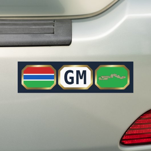 Bumpersticker van de vlaggenkaartcode van Gambia (Op auto)