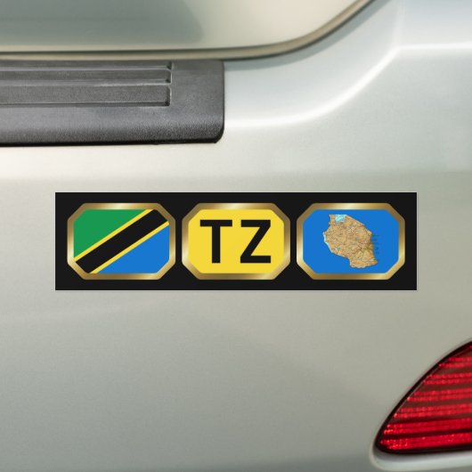 Bumpersticker van de vlaggenplattegrond van Tanzan (Op auto)