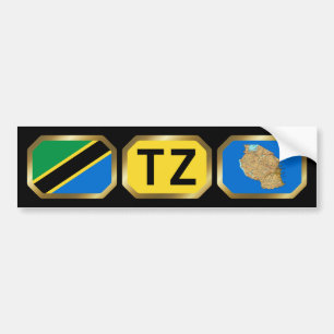 Bumpersticker van de vlaggenplattegrond van Tanzan