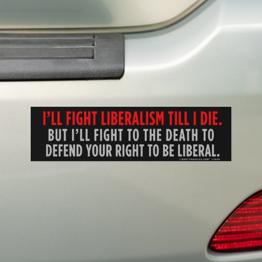Bumpersticker van het liberalisme bestrijden (Op auto)