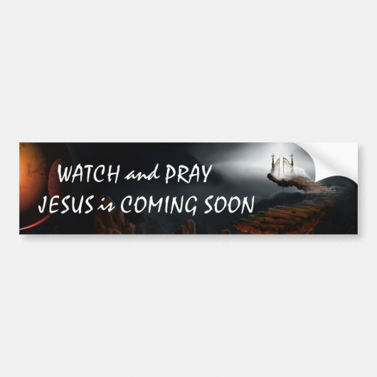Bumpersticker van horloge en Pray (Voorkant)