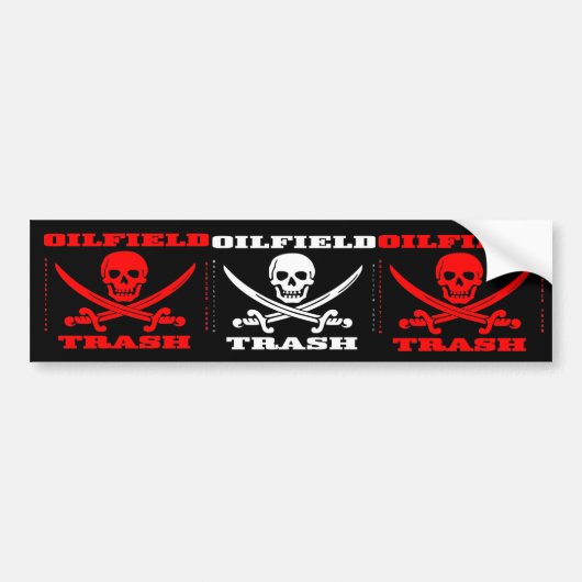 Bumpersticker van olievelden, schedel, zwaarden, f (Voorkant)