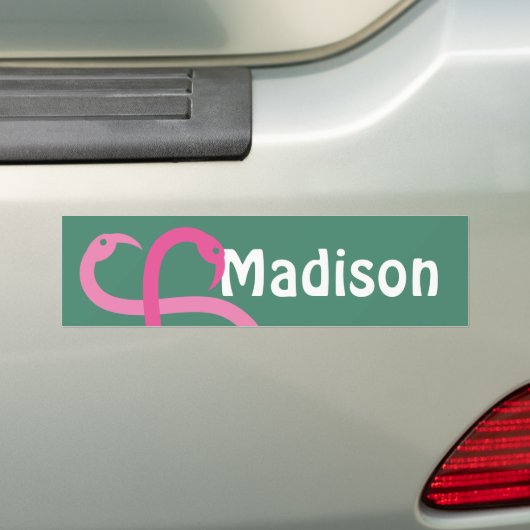 Bumpersticker Visual Fun Madison Roze Flamingos (Op auto)