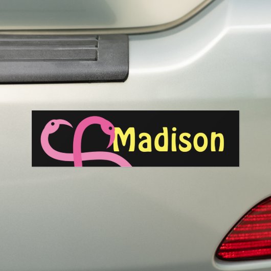Bumpersticker Visual Fun Madison Roze Flamingos (Op auto)