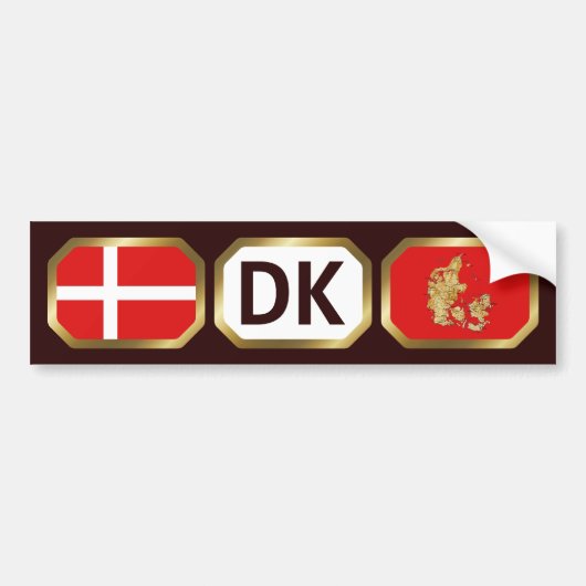 Bumpersticker vlaggenkaartcode Denemarken (Voorkant)