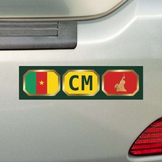 Bumpersticker vlaggenplattegrond Kameroen (Op auto)