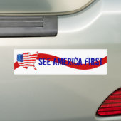 Bumpersticker Vntg Campagne om Amerika het eerst t (Op auto)