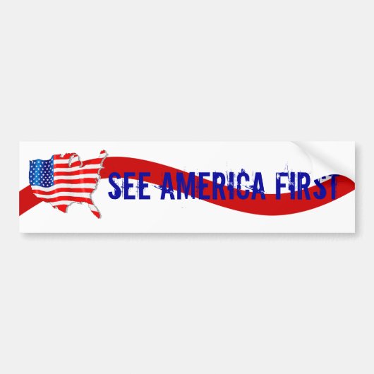 Bumpersticker Vntg Campagne om Amerika het eerst t (Voorkant)