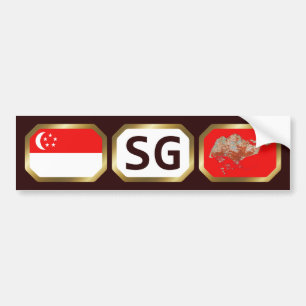 Bumpersticker voor de Singapore-vlaggenplattegrond