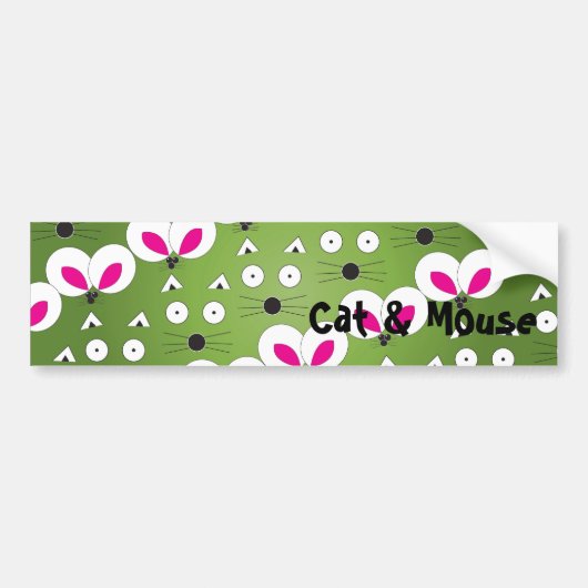 Bumpersticker voor groene kat en muis (Voorkant)
