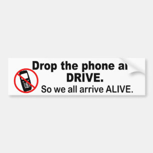 Bumpersticker voor mobiele telefoon en rijden
