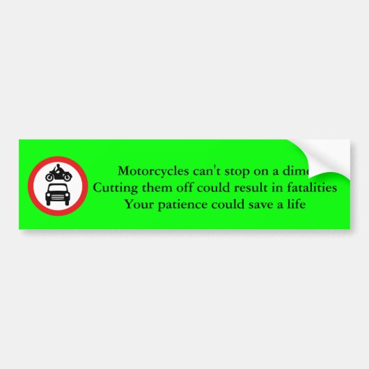 Bumpersticker voor motorfietsveiligheid (Voorkant)