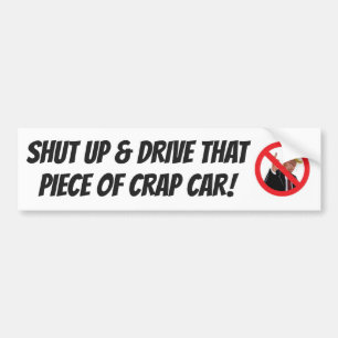 BUMPERSTICKER VOOR PRAATZIEKE SMS'ERS "HOU JE MOND