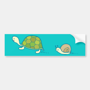 Bumpersticker voor schildpad en slak