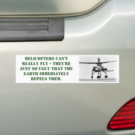 Bumpersticker voor Ugly Helikopter (Op auto)