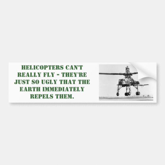 Bumpersticker voor Ugly Helikopter (Voorkant)