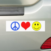 bumpersticker voor vrede, liefde en geluk (Op auto)