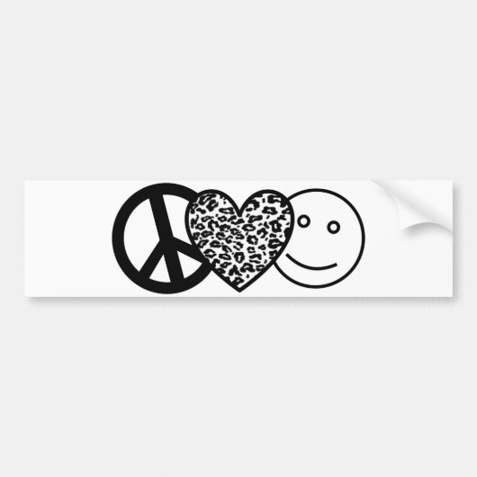 Bumpersticker Vrede Liefde en Geluk (Voorkant)