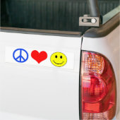 Bumpersticker 'Vrede, Liefde en Geluk' (Op Truck)