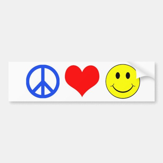 Bumpersticker 'Vrede, Liefde en Geluk' (Voorkant)