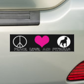 Bumpersticker Vrede, Liefde en Pitbulls (Op auto)