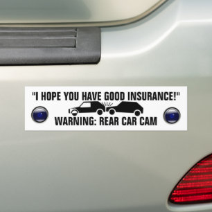 BUMPERSTICKER WAARSCHUWING ACHTERKAUTO-CAM