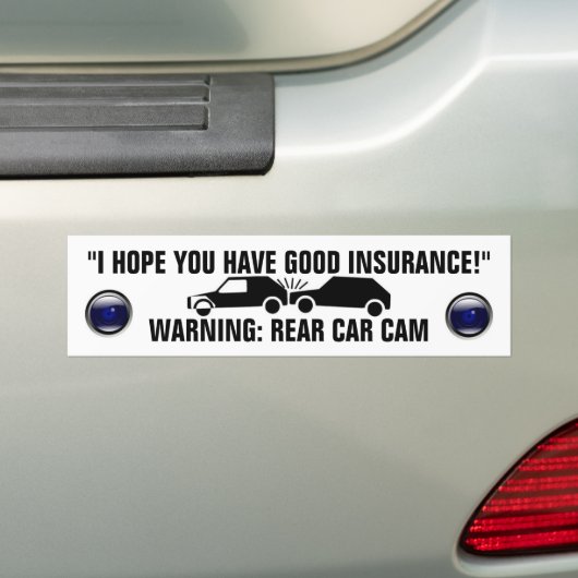 BUMPERSTICKER WAARSCHUWING ACHTERKAUTO-CAM (Op auto)