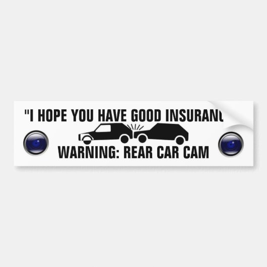 BUMPERSTICKER WAARSCHUWING ACHTERKAUTO-CAM (Voorkant)