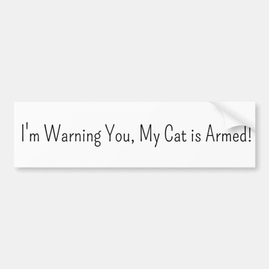 Bumpersticker Warning Armed Cat! (Voorkant)