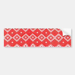 Bumpersticker Wit-Rusland Folk Red White Pattern