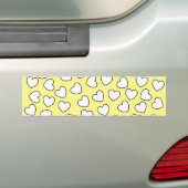 Bumpersticker Yellow White Hearts (Op auto)