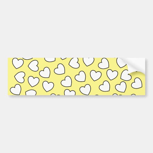 Bumpersticker Yellow White Hearts (Voorkant)