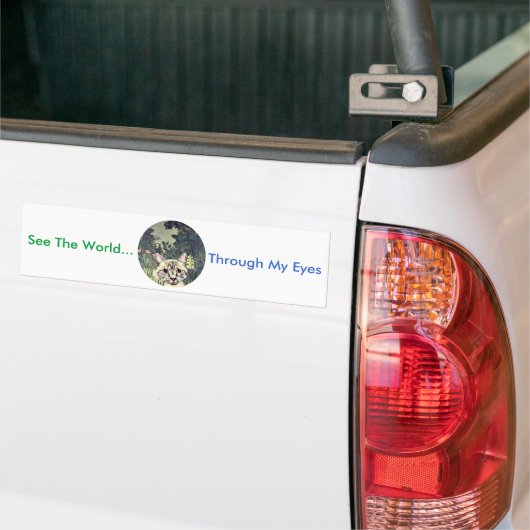 Bumpersticker "Zie de wereld door mijn ogen" kat (Op Truck)