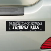Bumpersticker "Zombies Rule" (Op auto)