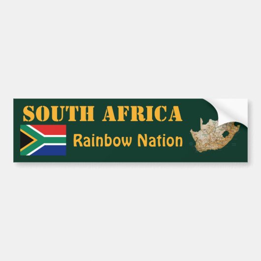 Bumpersticker Zuid-Afrika vlag + kaart (Voorkant)