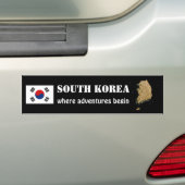 Bumpersticker Zuid-Korea vlag + kaart (Op auto)
