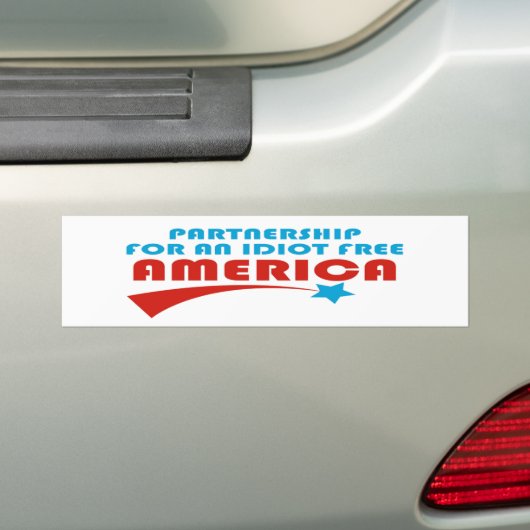 Bumperstickers uit Amerika met een idioot (Op auto)