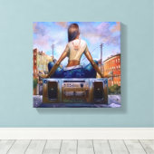 Bumping my Boombox in de Hood Canvas Afdruk (Insitu (Houten vloer))