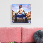 Bumping my Boombox in de Hood Canvas Afdruk (Insitu (Woonkamer))