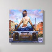 Bumping my Boombox in de Hood Canvas Afdruk (Voorkant)