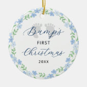Bump's Eerste Kerstvoetafdrukken Blauwe Vakantie Keramisch Ornament (Voorkant)