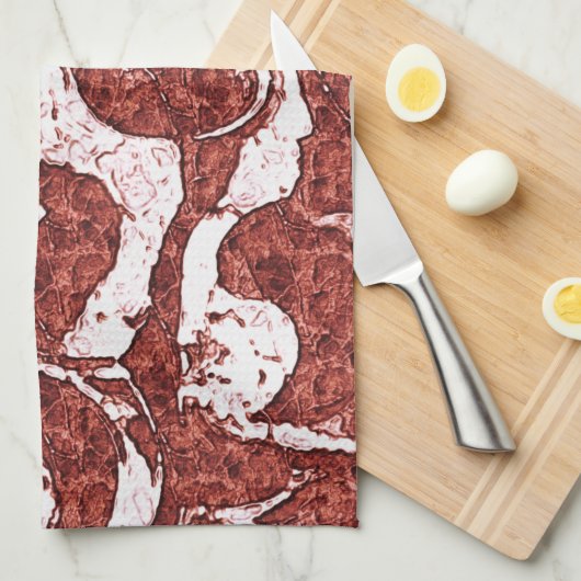 Bumpy rotsachtige koraal en witte vlekken theedoek (Quarter Fold)