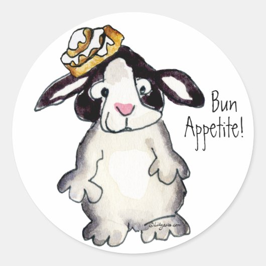 Bun Appetite- Cartoon Konijn Sticker (Voorkant)